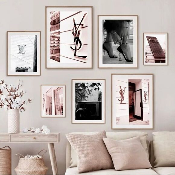 SAINT LAURENT Pink, and black luxury wall art home decor YOU CHOOSE 2! - Picture 10 of 12